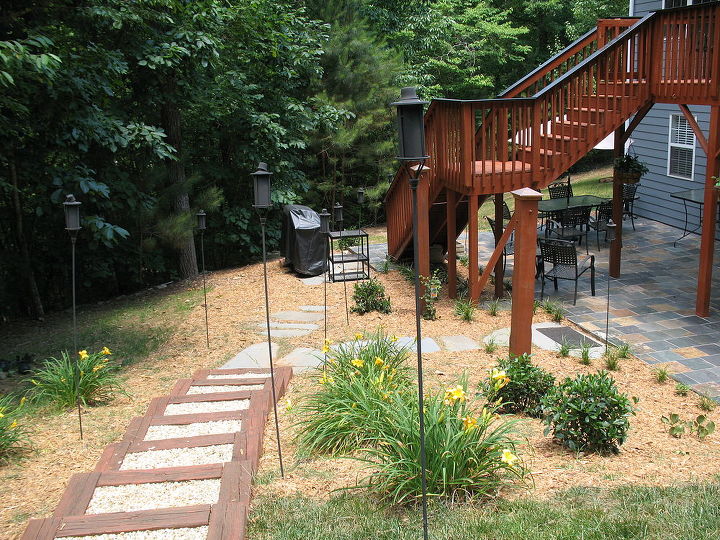 new updated pictures of the deck and decked out and ready for spring, decks, home improvement, outdoor living, patio, new flagstone pathway into deck area