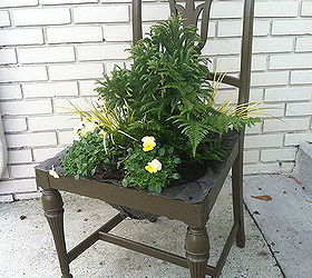 planter made out of an old chair, gardening, repurposing upcycling