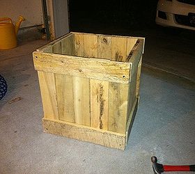 built planter box out of an old pallet, gardening, pallet, e g My NFinally assembled with wood glue and a nail gun ew Deck