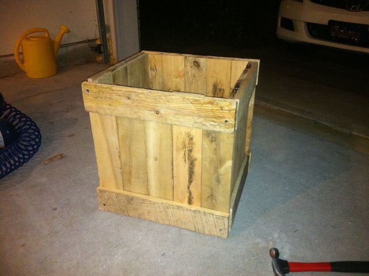 built planter box out of an old pallet, gardening, pallet, e g My NFinally assembled with wood glue and a nail gun ew Deck