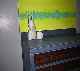 guest bedroom makeover the plan this makeover is very close to my heart i did it in, bedroom ideas, home decor, painting, Tada tha art and the dresser in the room The horse sculpture is from IKEA and the Owl I made in a clay class in 2005