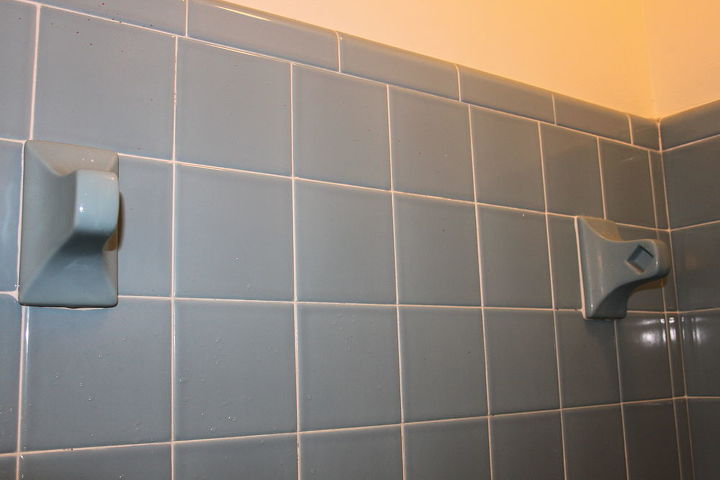 1970 s blue bathroom, there used to be a towel rack here