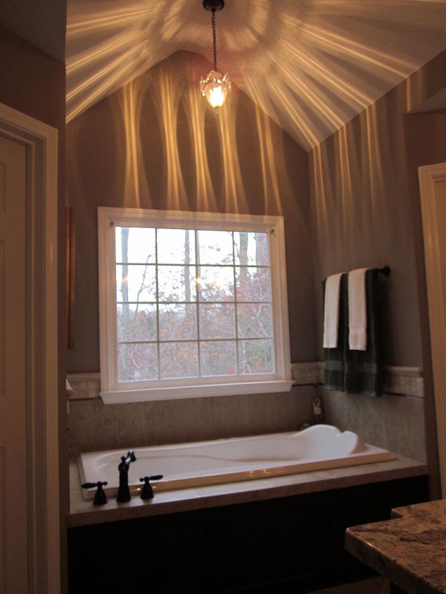 as seen on cbs 46 better mornings atlanta here are some before amp afters of the, bathroom ideas, home decor, The new tub light fixture created some Fireworks