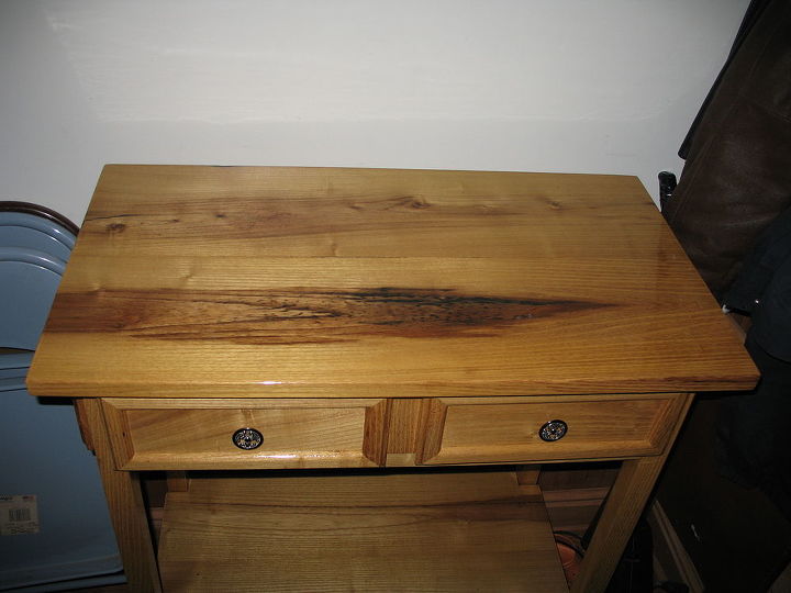 an old osage tree made a nice lil table, painted furniture, woodworking projects, i made this just to use the pcs for the top i loved the contrast in them