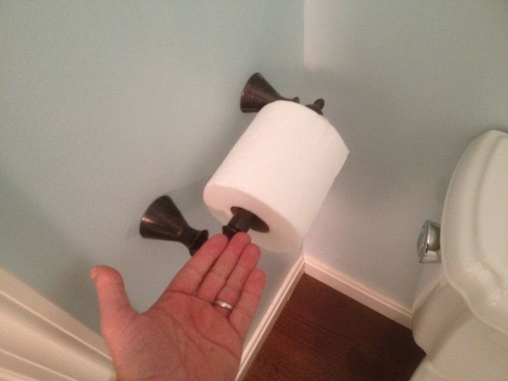 why is toilet paper so hard to install haha, bathroom ideas, After Toilet Paper is Changed