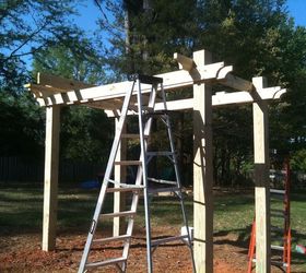 swing gazebo, outdoor living, woodworking projects, Starting to look like something