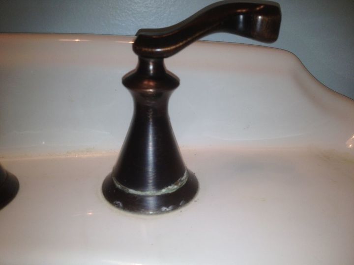 faucet handle cleanup suggestions for hardwater deposits, bathroom ideas, cleaning tips, plumbing, White Vinegar for cleanup or not