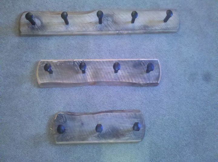rustic look coat racks i made from recycled materials, crafts