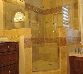 custom bath 1, bathroom ideas, home improvement, Shower Is Tuscany Beige Travertine Honed With Noce Alpaca Travertine Honed