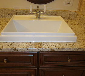 custom bath 1, bathroom ideas, home improvement, Colonial Cream Granite