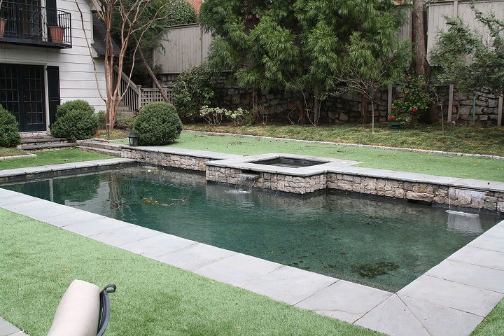 heated saltwater pool w artificial grass surround, landscape, Heated saltwater pool