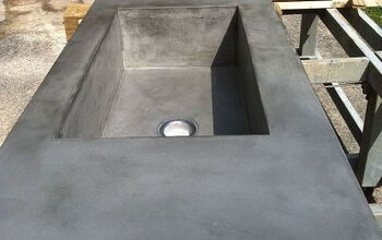 Concrete countertop with large integral farmhouse sink