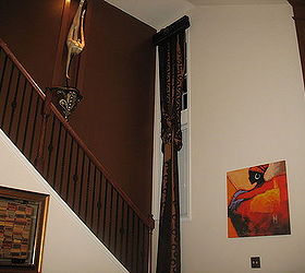 dramatic drape design for a 20 foot stairwell, home decor, Dramatic Drape Design for a 20 Foot Stairwell