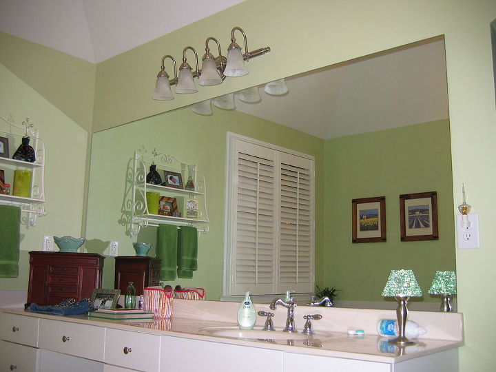 revamp that large bathroom mirror, bathroom ideas, home decor, Before project began