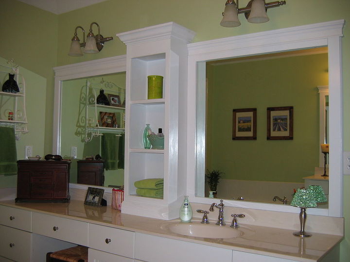 revamp that large bathroom mirror, Finished product without cutting or removing the original mirror