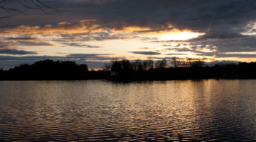 levantando un cobertizo, Hermosa puesta de sol en Horseshoe Pond Casi puedo o r a los colimbos