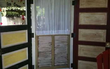 Patio divider made from recycled doors!