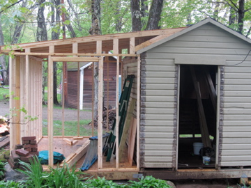 jacking up a shed, Bought my first framing nailer for this one Sped up production considerably but I still like to swing a hammer from time to time