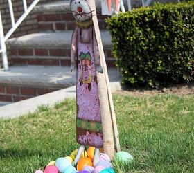 easter decoration for indoor and outdoor, easter decorations, gardening, seasonal holiday d cor, Bunny surrounded by colorful Easter eggs We love bunnies All you need is a bunch of colorful plastic eggs a life size mother bunny and the perfect area for her to get the most attention