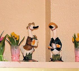 easter decoration for indoor and outdoor, easter decorations, gardening, seasonal holiday d cor, Decorative tulips with friendly duck couple I love this cute duck couple