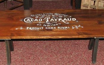 Handmade coffee table with a french chocolate label that I just finished.