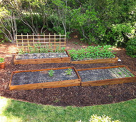 raised beds on a slope, View of the North garden raised beds from our deck