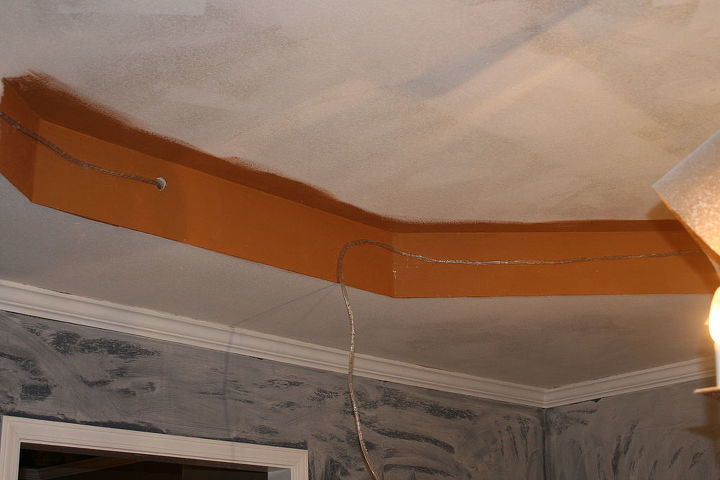 i give step by step instructions on removing popcorn ceilings cutting and installing, home decor, Removed popcorn ceiling and sprayed orange peel texture