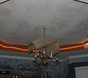 i give step by step instructions on removing popcorn ceilings cutting and installing, home decor, Added rope lighting