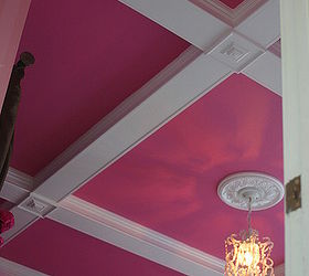 coiffured ceiling in kid s room, bedroom ideas, paint colors, painting, Painted ceiling with coiffure and chandelier