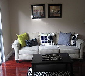 finally got rid of my clumsy couch and added my favorite black white themed sitting, home decor, living room ideas, painted furniture, Before