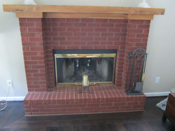 need to brighten up that dusty gritty brick fireplace it s easy an unsealed, home decor, Finished sealed hearth ready for sitting