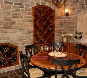 wine grotto meet wine room, fireplaces mantels, home decor, This angel shows more attention to detail with ample wine storage all done with stained Alder Wood