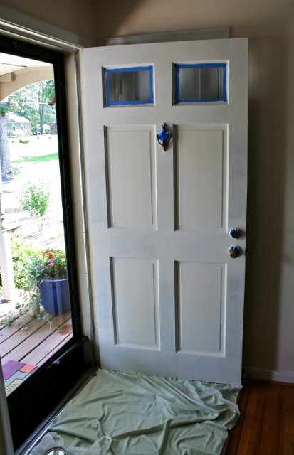 how to paint a front door, doors, painting, Primer coat two