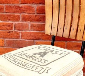 outdated bar stool gets a seed bag makeover, painted furniture
