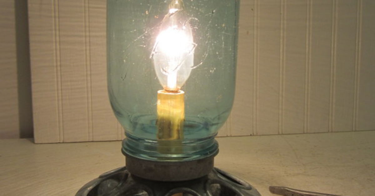 Galvanized Chicken Feeder and Mason Jar Repurposed Into Lamp | Hometalk