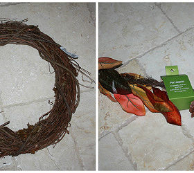 fall burlap canvas, crafts, seasonal holiday decor, wreaths, I attached a pre made garland to a simple grapevine wreath Full instructions are in the post