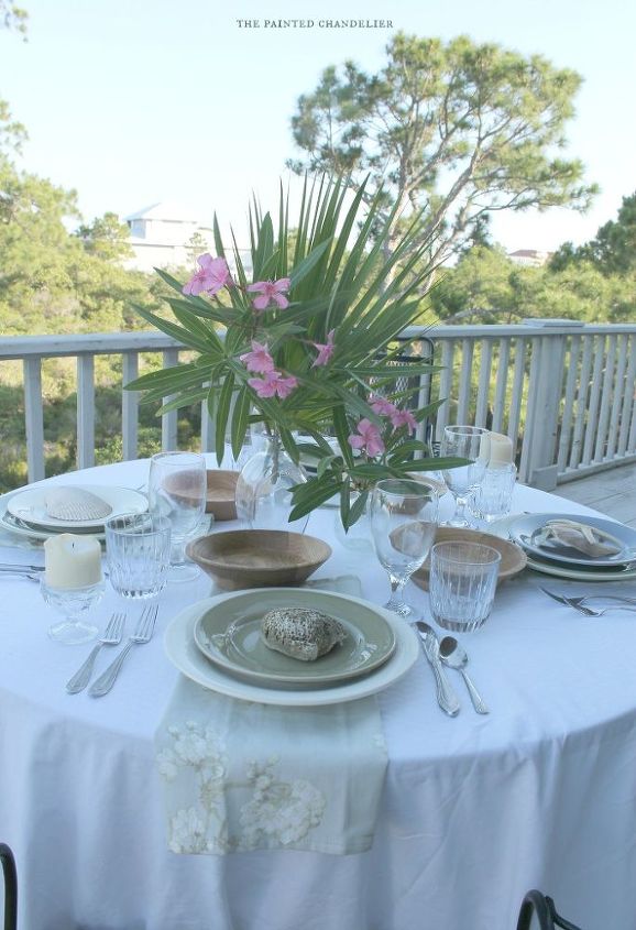 nature inspired beach table setting, home decor, outdoor living