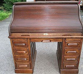 restoration of antique roll top desk, painted furniture, Finished Product