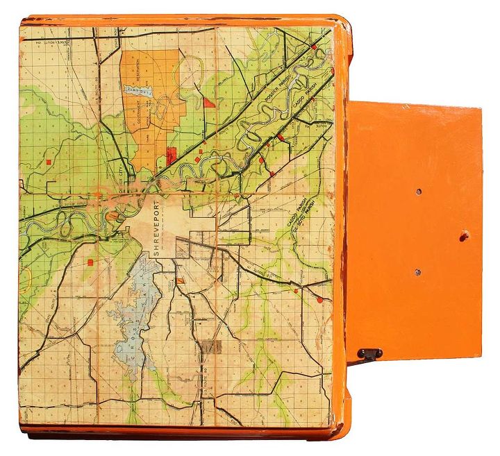 1 de 1 mesita de noche vintage naranja personalizada con un mapa de shreveport, Todo hecho Bromeo con que esta mesita de noche puede ofrecer direcciones a los son mbulos