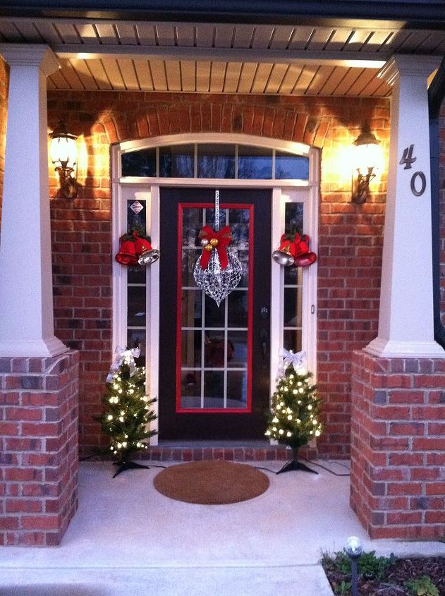our home all decorated for christmas 2011, Our front door all decorated Instead of a traditional wreath Im so different