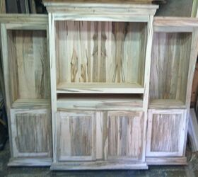 ambrosia maple entertainment center, gardening, painted furniture, the center platform is hinged for ease of install of the electronics