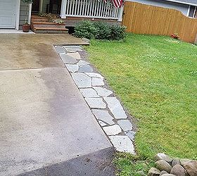 flanked my driveway with flagstone, concrete masonry, fire pit, After then I had a beer