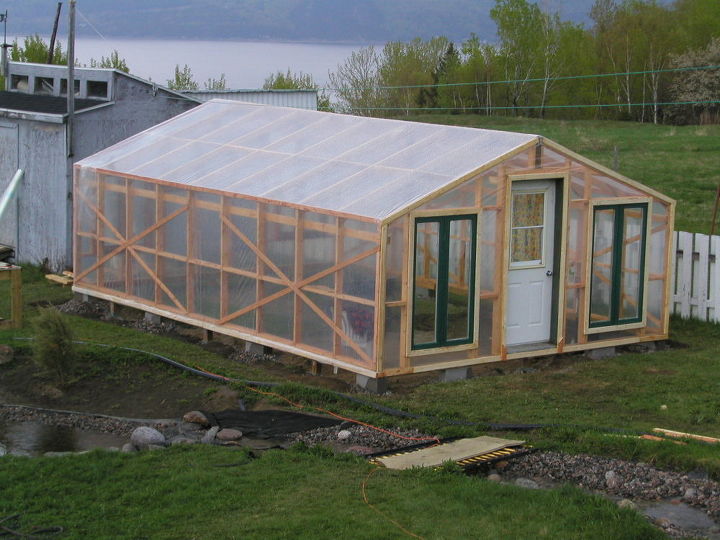 greenhouse diy garden greenhouse with recovered windows and poly, diy, flowers, gardening, outdoor living, repurposing upcycling, woodworking projects, My Backyard Greenhouse building instructions