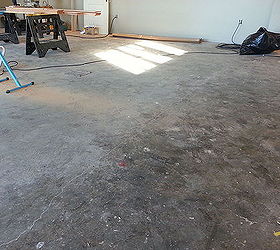 designer metallic epoxy garage floor, flooring, garages, painting, The condition of the floor when we started