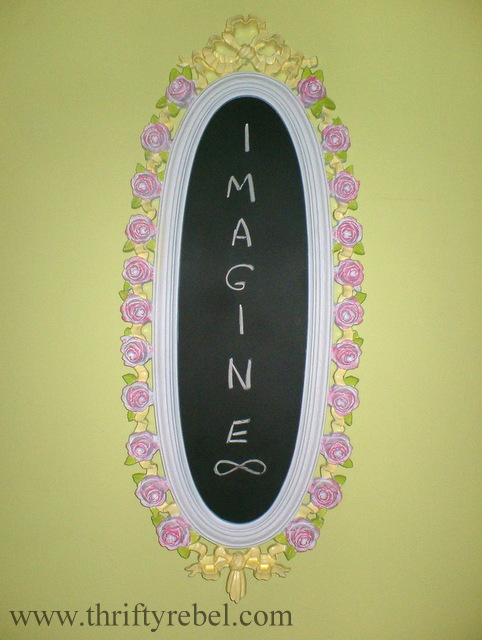 roses amp ribbon mirror makeover into chalkboard, repurposing upcycling, Mirror After
