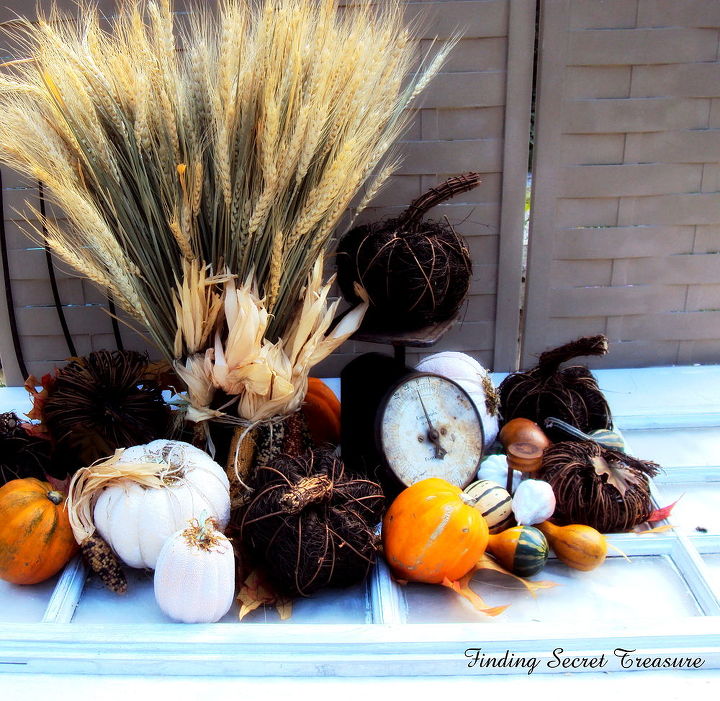 old window as a table runner for fall table, seasonal holiday decor