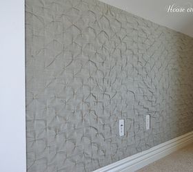 how to make a diy fabric covered pin board wall for less than 25, The entire wall is covered with foam board that has been covered with fabric creating a giant pin board