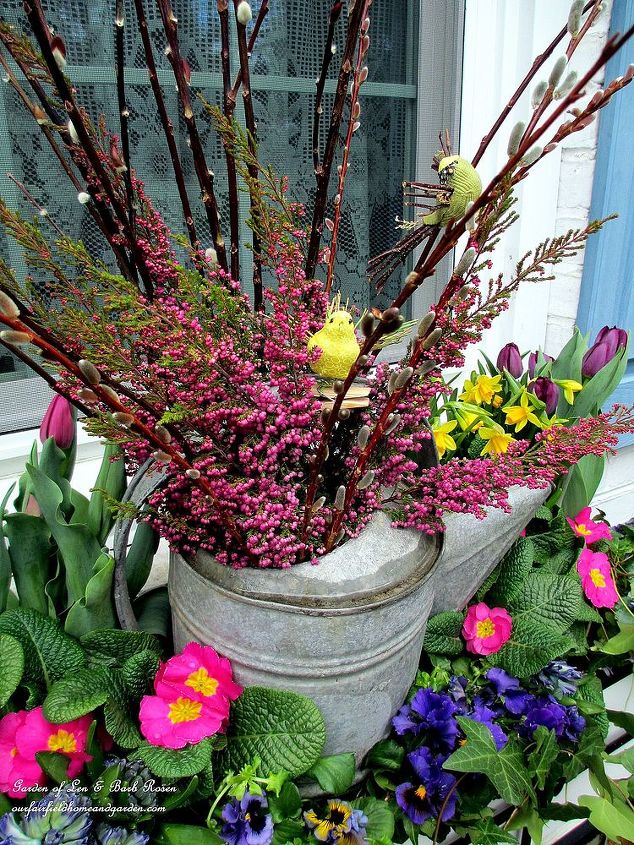 welcome spring time to change the window boxes, gardening, seasonal holiday d cor, heather in the watering can