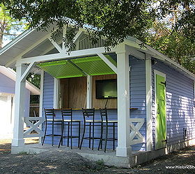 custom snack shack shed, doors, outdoor living, The bar is accesses by a door on the right side