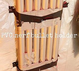 nerf battlestation, closet, repurposing upcycling, pvc pipes work well for holding nerf bullets